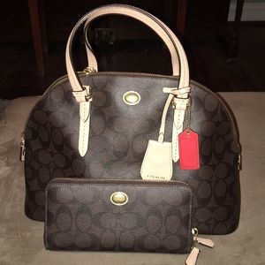 Coach satchel with matching wallet